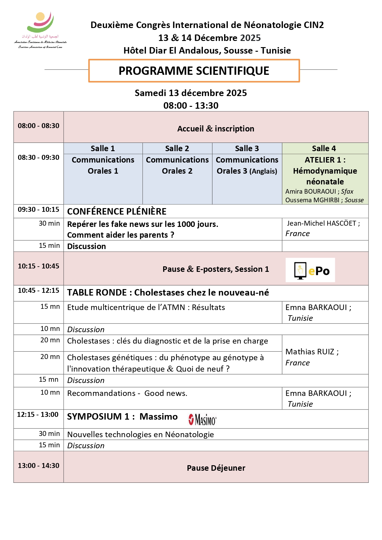 Programme Jour 1